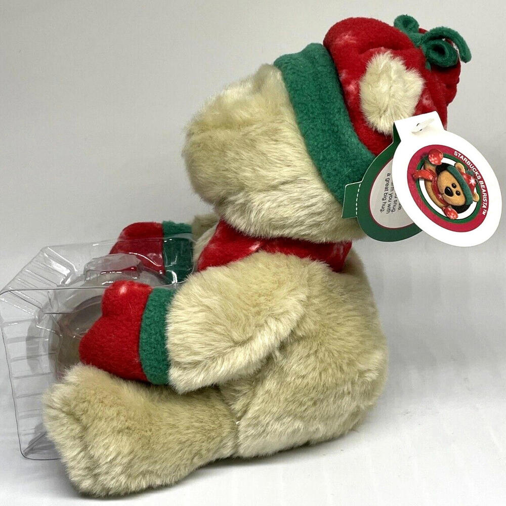 VTG Starbucks Coffee Bearista 9" Plush Holiday Bear Snow Globe Photo Holder 2002